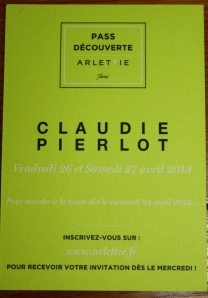 VP Claudie Pierlot c'est jusqu'à samedi 27 avril!!!